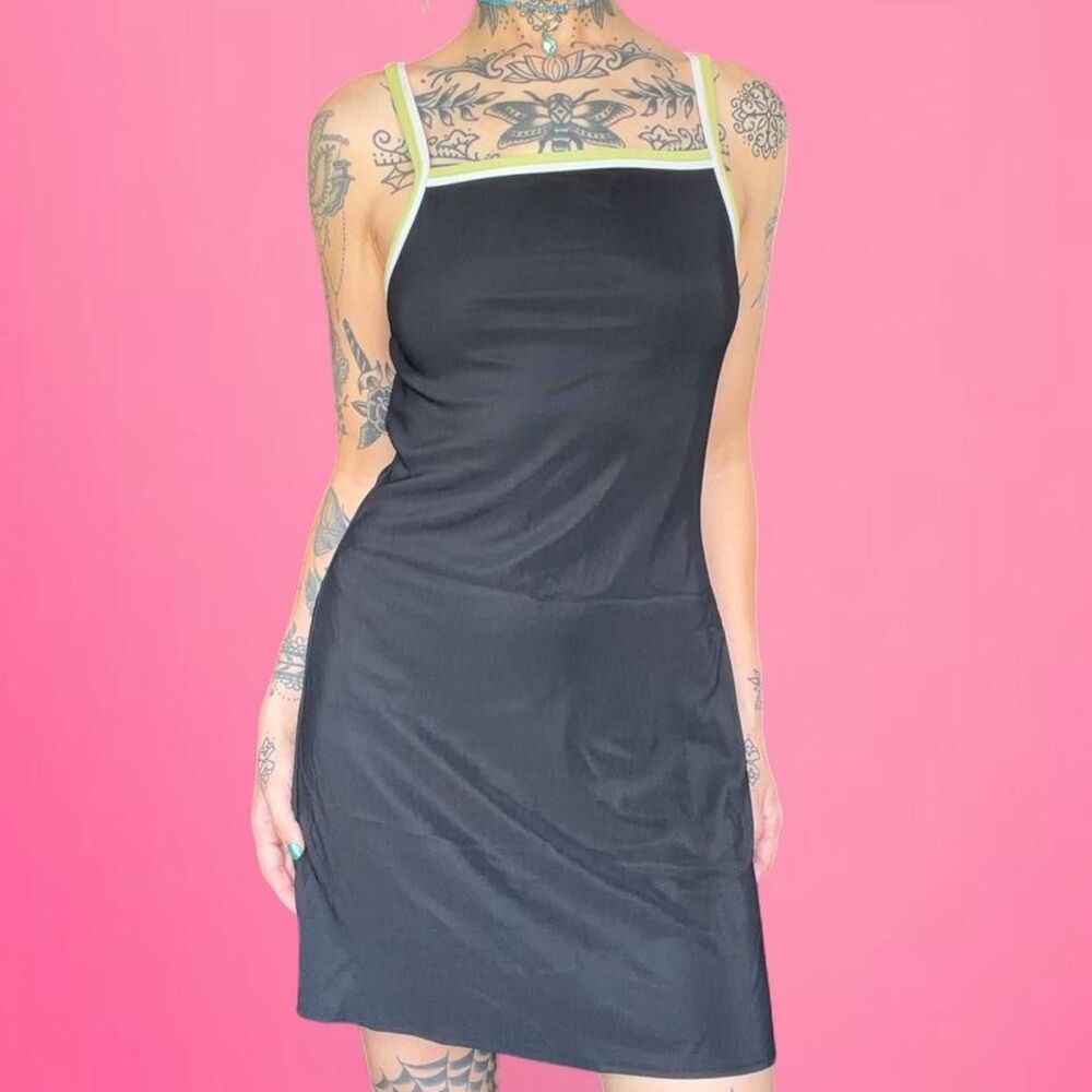 vintage 90s y2k City Triangles black mini dress